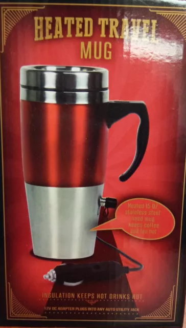 Heated Travel Mug Stainless Steel 12V Coffee Mug Brand New 15 oz