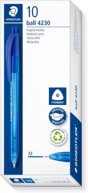 ® Ball 4230M Retractable Triangular Ballpoint Pen - Blue (Box of 10)