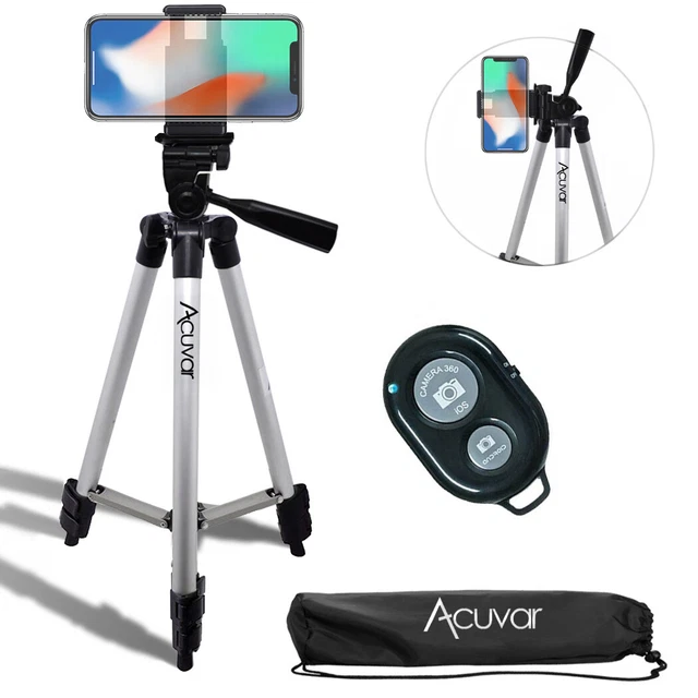Acuvar 50"inch Smartphone Tripod & Wireless Remote For iPhone12 Xs Max Xr 8 7 6+