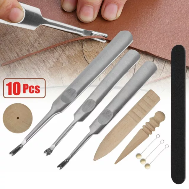Kit de herramientas de trabajo 10 piezas de cuero para coser artesanal ranura para esquiar borde