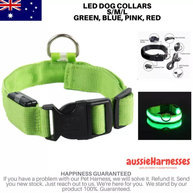 USB Rechargeable LED Dog Collar Nylon Glow Flashing Light Up Safety Pet Collars