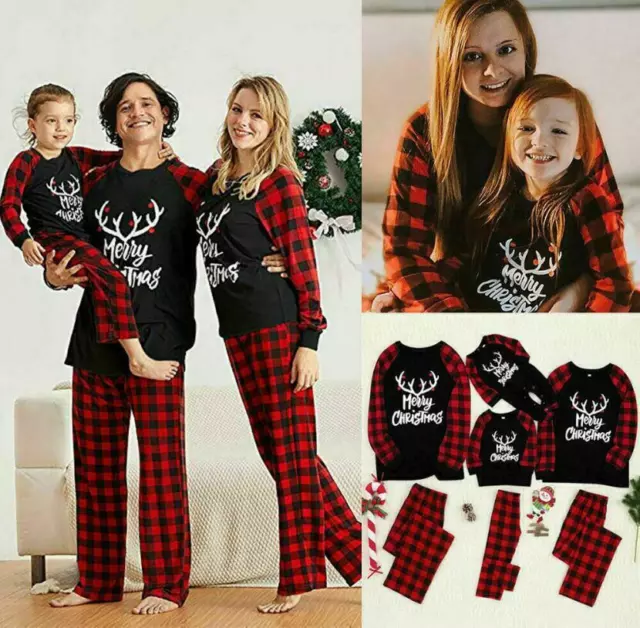 Christmas Family Matching Adult Kids Pyjamas Xmas Nightwear Pajamas Set Festive