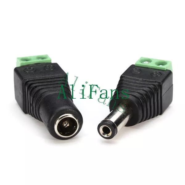 2Pair Male Female Plug 12V DC Power Jack Connector Adapter CCTV Camera 2.1x5.5mm