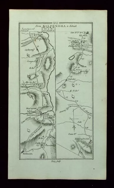 IRELAND, KILFENORA, KILRUSH, PORTUMNA, antique road map, Taylor & Skinner, 1783