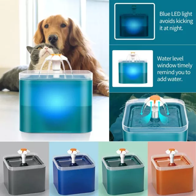 Automatic LED Electric Pet Water Dispenser Fountain Filter Dog Cat Drinking Bowl