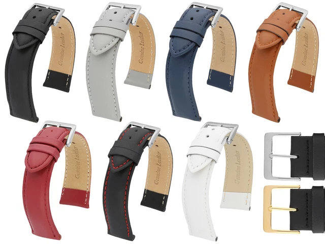 Bracelet De Montre En Cuir Blanc Véritable Marchel - Fermoir Or, Style Deux Pièces, Neuf Avec étiquette