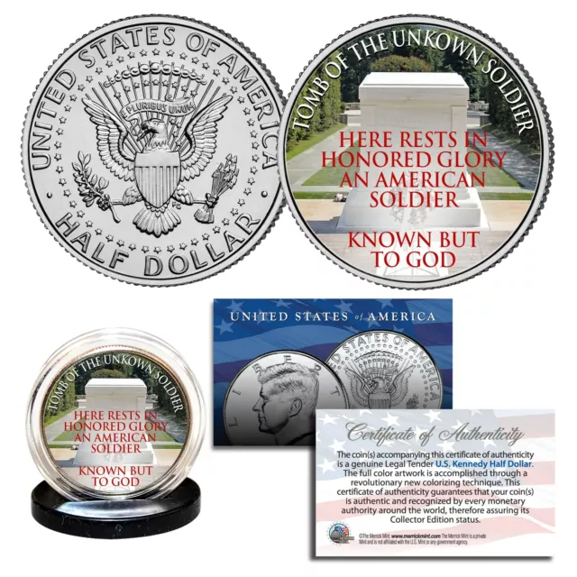 TOMB OF THE UNKNOWN SOLDIER Arlington National Cemetery JFK US Coin with COA