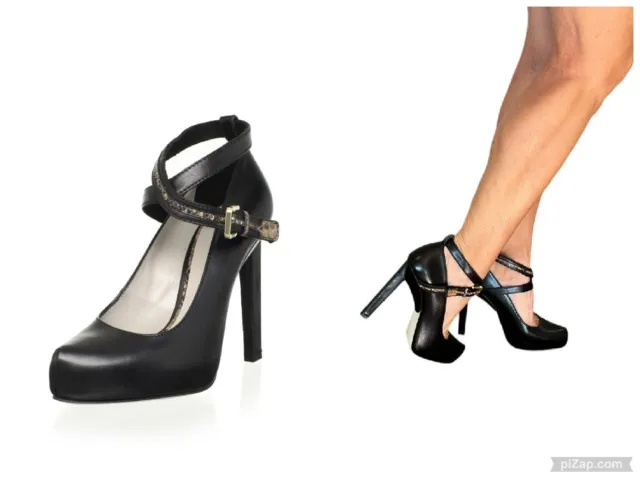 $725 Jason Wu Sigrid Black Leather Ankle Strap Shoes Platform Pumps 38.5 7.5