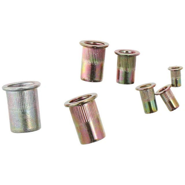 190pcs Flat Head Rivet Nuts Threaded Insert Nutserts  Furniture