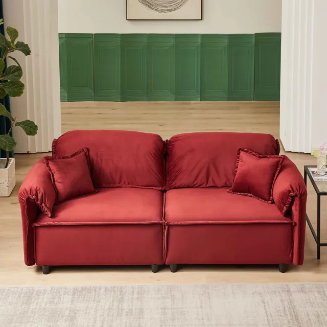 Modern Upholstery 2 Seater Sofa for Living Room Loveseat Sofa for Bedroom RED