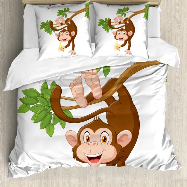 Dessin animé Housse de Couette Singe avec Bananier