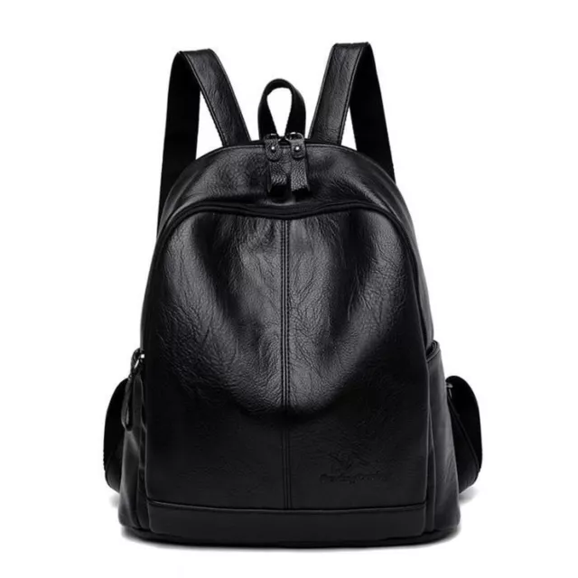 Sac à dos féminin élégant cuir PU imperméable pour étude randonnée week-end Noir