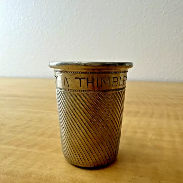 Vintage Just A Thimble Full Pewter Shot Glass