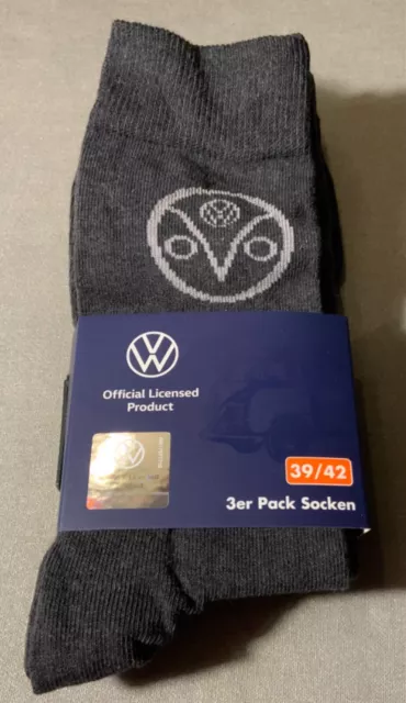 VW Bus T1 Bulli Socken 3er Pack Gr. 39-42 grau/anthrazit *NEU+OVP*