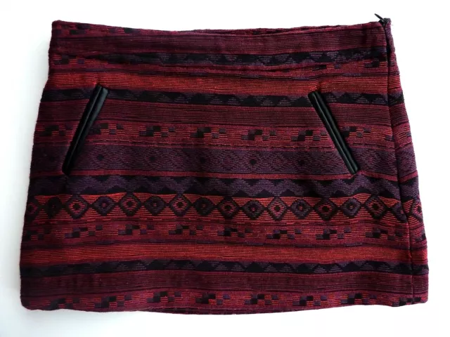 ZARA Minigonna Ragazze 9-10 e Tribal Navajo ROSSA Geometrica Jacquard Micro £19,99