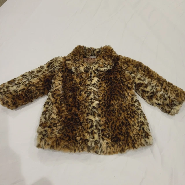 Baby Girls Age 9-12 Month F&F Leopard Print Fluffy Furry Coat