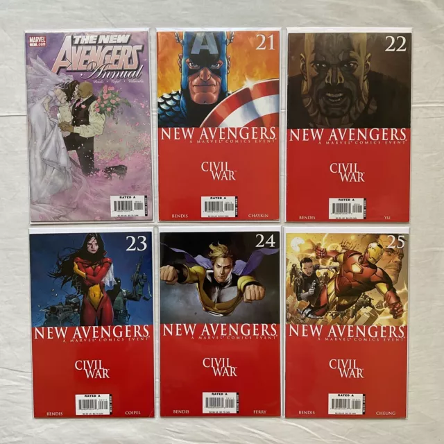 Marvel Comics New Avengers #21-25, Annual #1 Wedding Civil War Tie-in Lot of 6