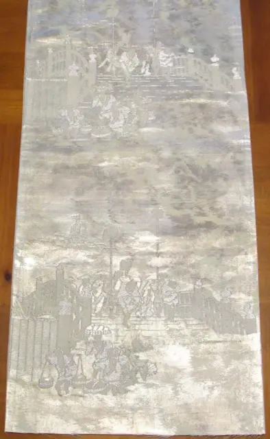 Silver People Bridge Obi Fabric Made in Japan 100% Silk 24" Length #312A