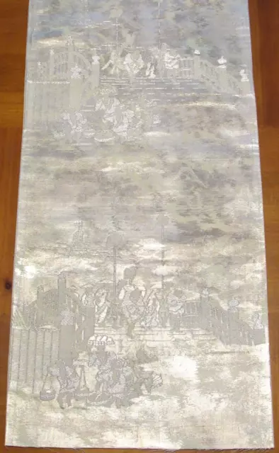 Silver People Bridge Obi Fabric Made in Japan 100% Silk 24" Length #312A