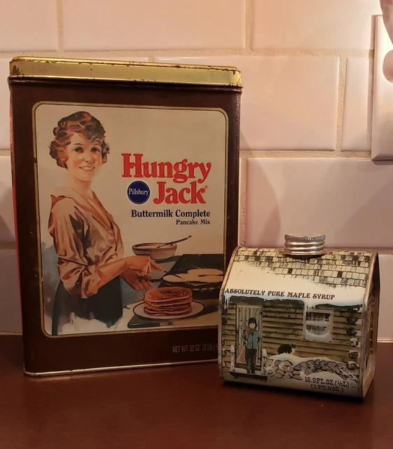 VTG Hungry Jack Pancake Mix and Wisconsin Maple Syrup Tin Containers