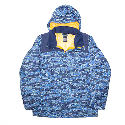 THE NORTH FACE HyVent Blue Hooded Crazy Pattern Rain Jacket Boys XL