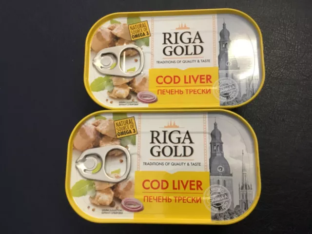 pesce conserve fegato di merluzzo in olio facile apertura 121g Печень Трески x 2