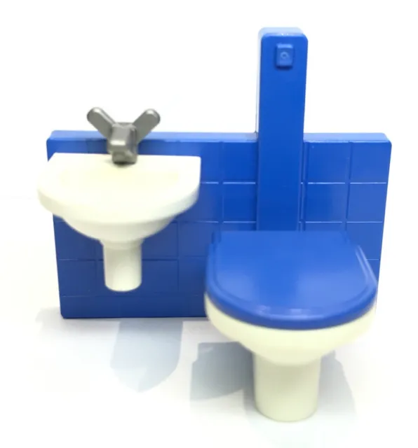 PLAYMOBIL (K1152) POLICE - Toilettes Lavabo Support Bleu Commissariat 3988 3254