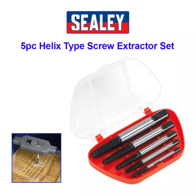 Sealey AK722 Broken Screw / Bolt / Stud Extractor Set 5 Piece Set Helix Type