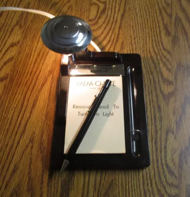 Vintage 1960s Mid-Century NOTEPAD & PENCIL HOLDER w/ LIGHT  Desktop/Nightstand