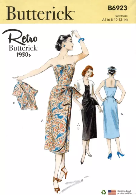 Butterick 6923  Misses Dress Bolero Jacket Retro Collection 1950s Sewing Pattern