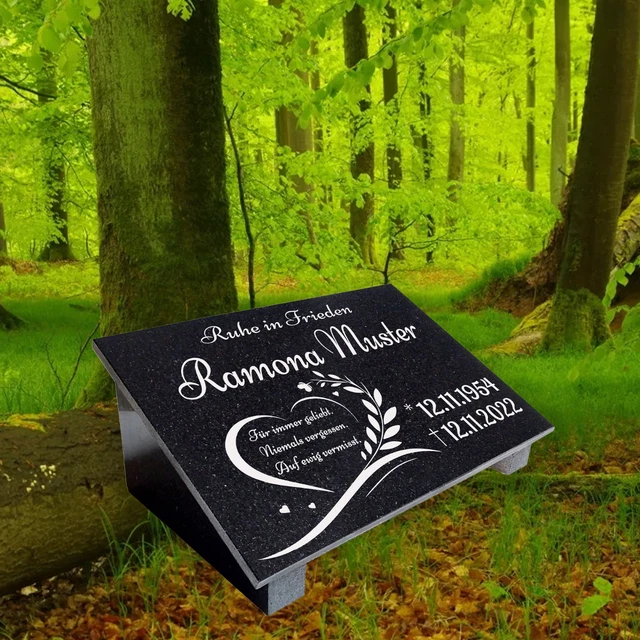 Granit Grabplatte Personalisiert - Wetterfest Mit Gravur & Stützen