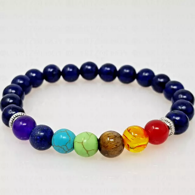 7 Chakra Crystal Lapis Lazuli Bracelet Healing Beads Bangles Yoga Bracelet