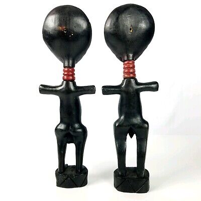Akuba Fertility Couple Carved Hardwood Africa Art Ashanti Ghana 12.25 Height 2
