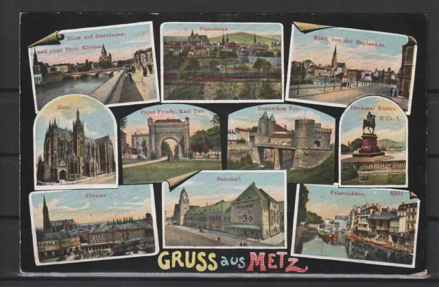 AK Gruss aus Metz10 Ansichten, Feldpost 1. Komp. nach Nürnberg, Zensur #1089214