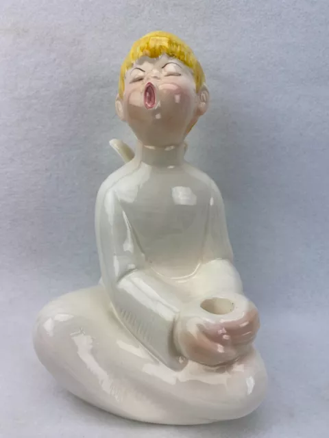 Vintage Weiss Boy Christmas Caroler Angel Figurine Candle Holder Brazil 10 1/2"