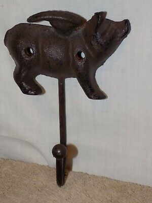 Flying Pig With Wings Single Wall Hook Cast Iron Antiqued Finish