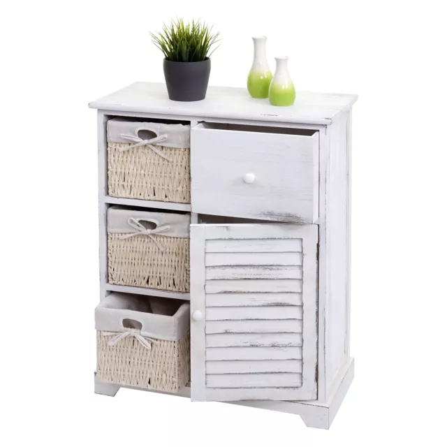 B-Ware Kommode MCW-H21, Schrank, Massiv Korb-Schublade 80x60x30cm, shabby weiß