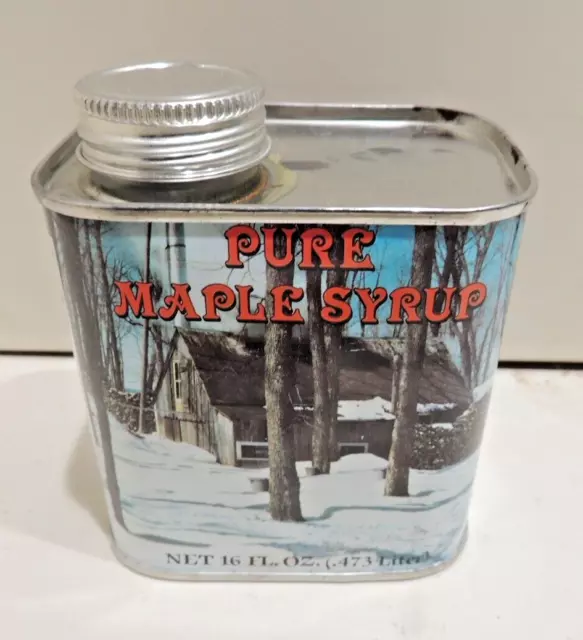 Pure Maple Syrup Tin Can 16 Oz. Vermont Vintage Empty 1984 New England