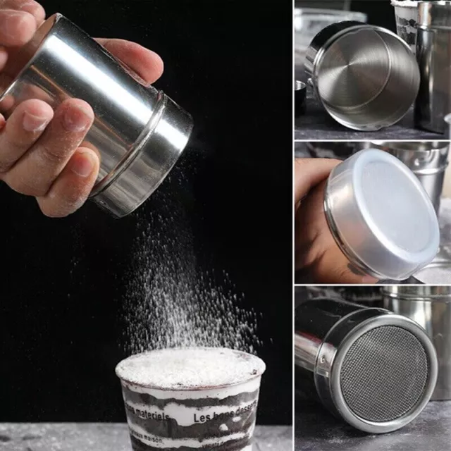 Stainless Steel Coffee Shaker Icing Sugar Salt Cocoa Chocolate Flour Sifter