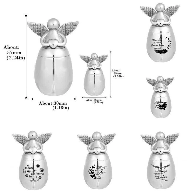Epinki Gioielli Urna, Collana Cuore dell'ala Argento Ciondolo Ceneri in Acciaio Inossidabile per Uomo Catena 60 CM