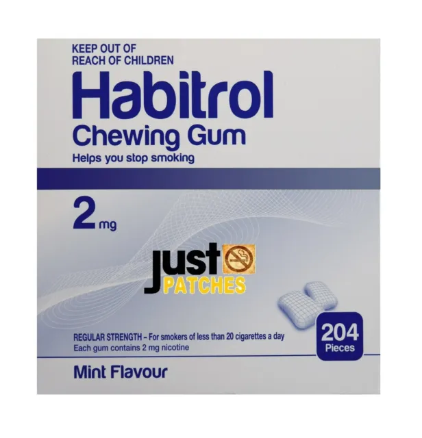 Habitrol Nicotine Gum 2mg Mint Flavor (204 Piece 1 Bulk Box) 09/2024 NEW