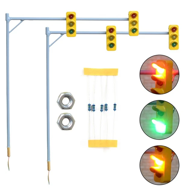 Lot De 3 Feux De Signalisation Ferroviaire LED – Échelle 1:87, Pré-câblés 3/12 V – Pour Modèle OO Gauge