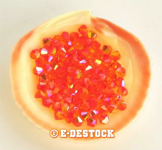20 Perles Toupies 4mm Cristal Swarovski - FIREOPAL AB