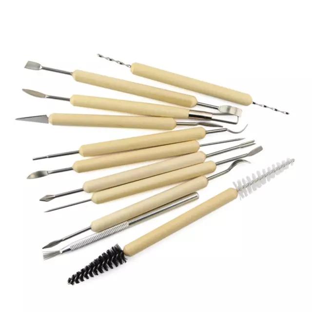 11x Pottery Clay Sculpting Tool Set Carving Kit Doppelseitiges Holzhandwerk