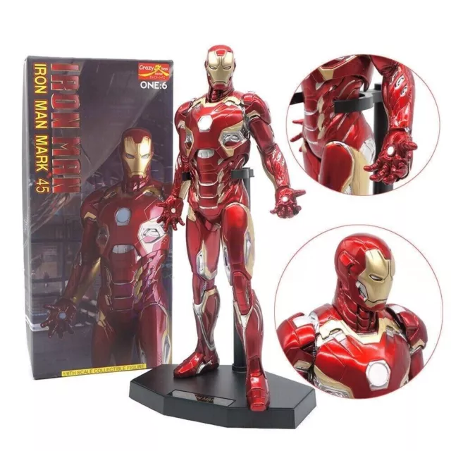 Crazy Toys Marvel Avengers Iron Man MK45 12" Figur 1/6th Modell Statue Display