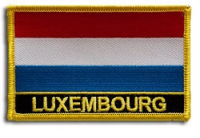 LUXEMBOURG FLAG EMBROIDERED PATCH WITH NAME - IRON-ON - NEW 2.5 x 3.5"