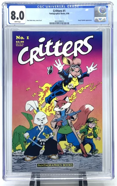 CGC CRITTERS #1 CGC 8.0 White Pages Usagi Yojimbo Fantograpihics NEW CASE   CPR