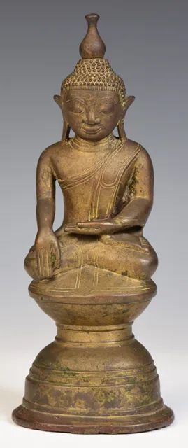 15th Century, Ava, Rare Antique Burmese Bronze Seated Buddha