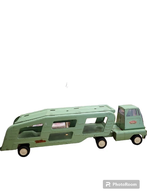 TONKA CAR HAULER Carrier Truck MINT Green 1960's Vintage Metal Toy $34.