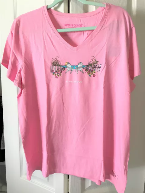 NWT - women's LIFE IS GOOD crusher BEACH PATH vee LITE T-SHIRT - XL